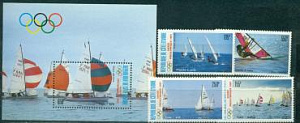 Берег Слоновой Кости 1987, Олимпиада, Парусный Спорт, 4 марки+блок